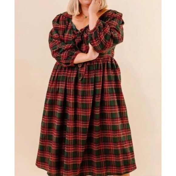 NWT Ivy City Co. MARGO SHORT DRESS IN GREEN PLAID sz 5X - Picture 3 of 14